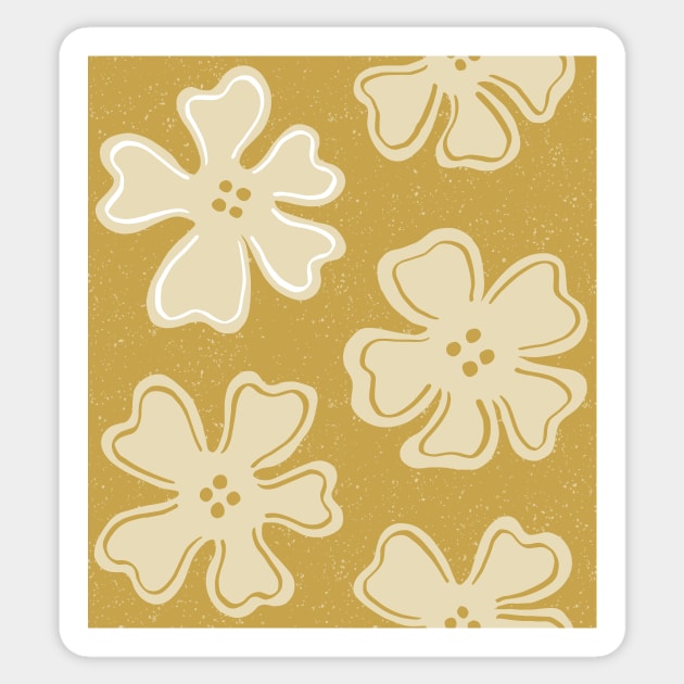 Pattern of button flowers on satin sheen gold Sticker by colorofmagic